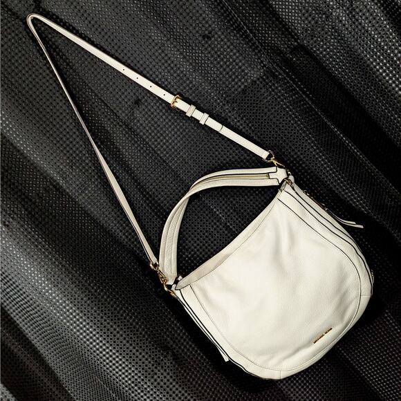 MICHAEL KORS! WHITE GENUINE PEBBLED LEATHER PURSE, HANDBAG, CROSSBODY, BAG! - Picture 11 of 11